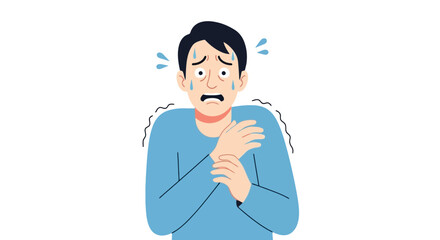 Man experiencing intense anxiety and panic attack symptoms, suitable for mental health awareness campaigns and educational resources on psychological well being