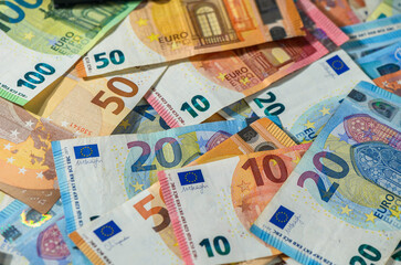European Currency Banknotes Background. European currency
