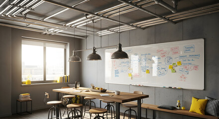 Modern Conference Room With Industrial Design for Collaboration Meeting Space