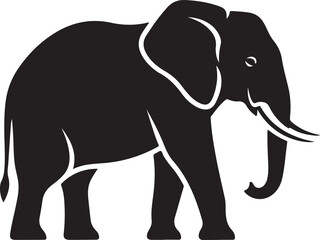 Fototapeta premium Bold black and white illustration of an elephant with detailed tusk design and simplistic features for safari projects and related marketing materials graphic animal illustration