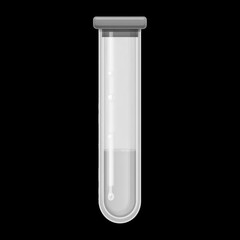 Clean test tube with clear liquid content isolated on a transparent background for scientific purposes illustration