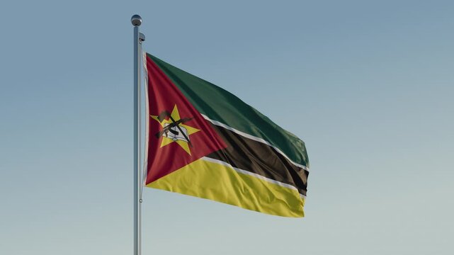 Mozambique Maputo Flag seamless loop Cinematic Realistic Waving Blue Sky - Powered by Adobe