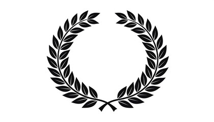 A decorative laurel wreath, symmetrical and outlined against a plain white background, creates a simple yet elegant graphic design.