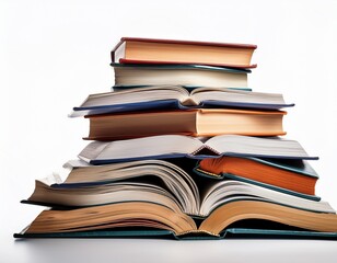 pile of books isolated on white background