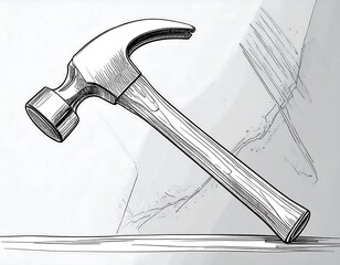 Hand-drawn illustration of a hammer