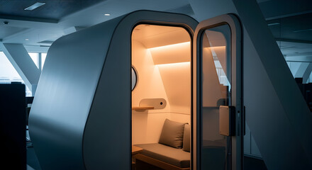 Modern Work Pod Interior: A Serene Private Space for Creativity and Focus