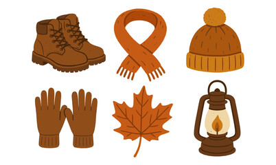 Autumn essentials: cozy accessories and seasonal symbols for fall adventures