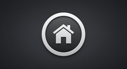 A simple house icon in a minimalist black/white circle, representing the home button.