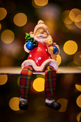 Images of Santa Claus as Christmas decoration, close-up, with copy space.