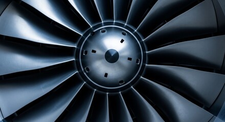 Intricate airplane engine turbine blades in dynamic motion, perfect for travel, aviation, and engineering concepts