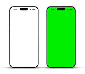 Realistic smartphone mockup. Mobile phone vector with isolated on white background. Device front view. 3D mobile phone with shadow. Realistic, high quality smart phone mockup for ui ux presentation.