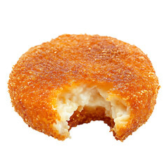 Crispy Fried Snack with Bite Taken Out, Revealing Soft Interior