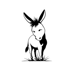 donkey. donkey simple black and white line art vector logo