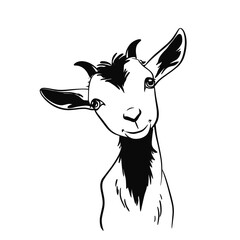goat. goat simple black and white line art vector logo