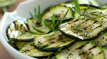 Thinly sliced zucchini ribbons infused with the flavors of a hot grill and fresh herbs.