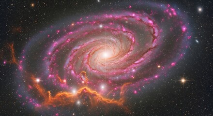 Majestic Spiral Galaxy Swirls with Stellar Nurseries Ablaze in Cosmic Vista © SreeMayaChadro