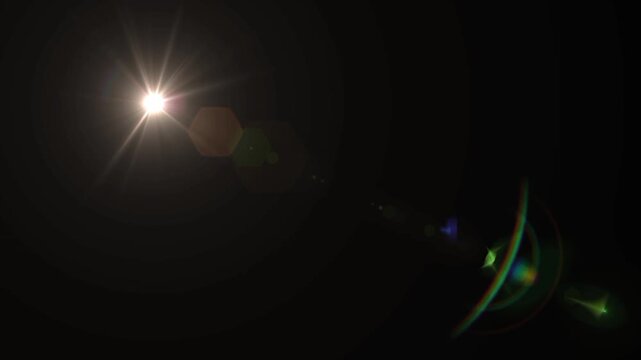 Solar light. Sun brust moving in space over black background