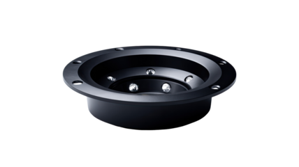 Industrial black metal part, studio shot, dark background, automotive