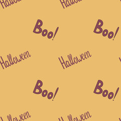 Seamless pattern with Halloween signs
