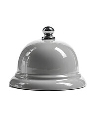 A polished light gray bell-shaped cloche with a chrome knob