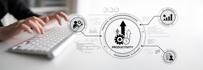 Productivity improvement in digital business, showing productivity tools, productivity tracking,...