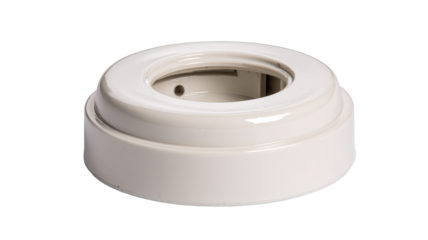 White ceramic lamp holder base, isolated, studio, lighting component, electrical