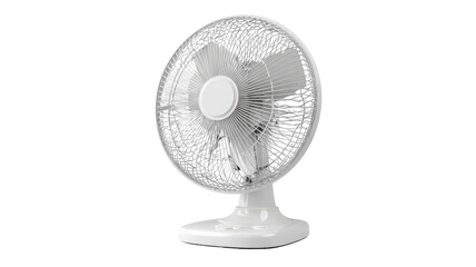 White round tabletop fan with translucent cover