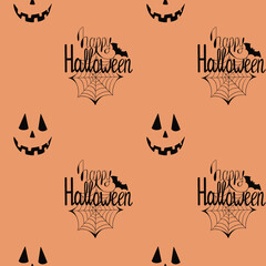 Seamless pattern with Halloween illustrations