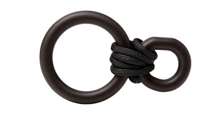 Naklejka premium Black rubber rings, rope, knot, studio shot, product photography
