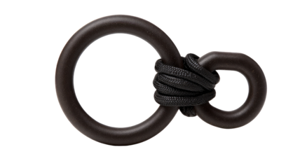 Black rubber rings, rope, knot, studio shot, product photography