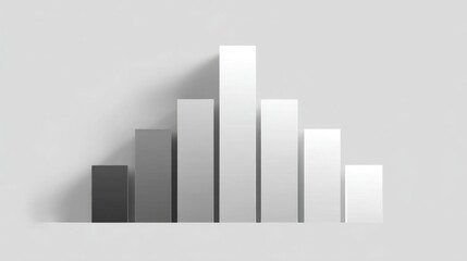 3d rendering of a bar graph. it consists of six vertical bars of varying heights, each with a different color - white, gray, and black.