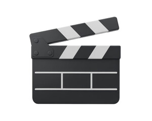 Fototapeta premium 3d icon of black and white film clapperboard isolated on transparent background