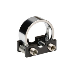 Obraz premium Chrome clamp securing pipe, studio shot, engineering