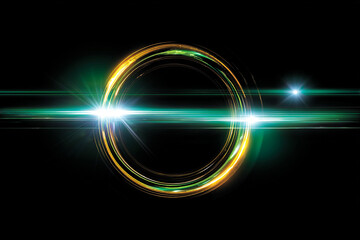 Abstract dynamic light ring with bright energy on black