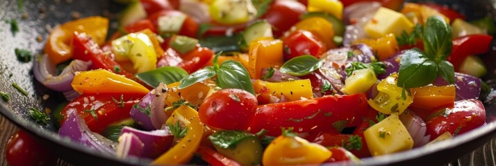 A sizzling pan of saut ed vegetables their natural flavors heightened by a splash of avocado oil.