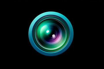Stunning vibrant camera lens on black