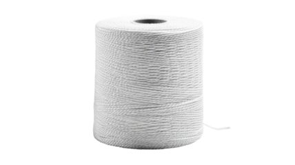 A spool of white, textured twine