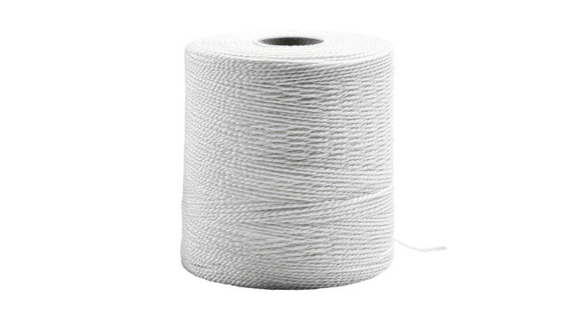 A spool of white, textured twine
