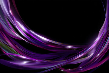 Dynamic purple light trails over black background