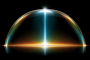 Abstract glowing dome with bright light and reflection