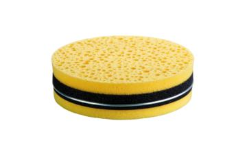 Yellow sponge polishing pad with black layer, studio shot, cleaning, car detailing