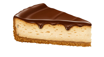 Delicious Chocolate cheesecake Slice Isolated on White Background, Chocolate cheesecake Slice for Food Photography, Rich Chocolate Tart Slice on white background	