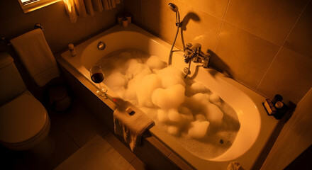 Relaxing Bubble Bath with Wine: A Peaceful Moment of Self-Care and Serenity