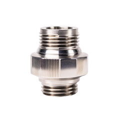 Machined metal connector, studio shot, industrial background, engineering