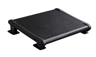 Black padded footrest, angled, with adjustable legs