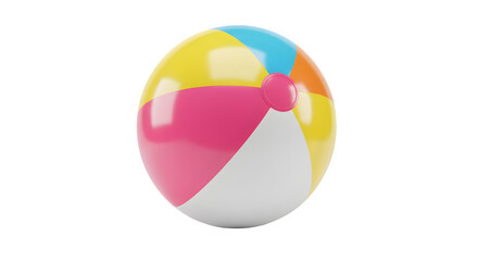 Colorful Inflatable Beach Ball Isolated on White Background, Multicolored Summer Beach Ball for Pool and Outdoor Fun, Classic Colorful Beach Ball for Summer Recreation