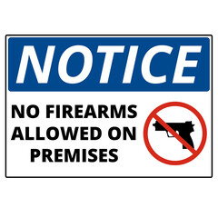 Notice no firearms allowed on premises sign isolated on a white background