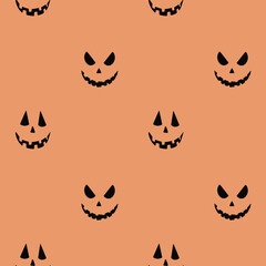 Seamless pattern with Halloween scary faces