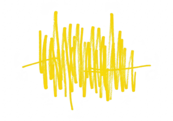 Abstract yellow scribbled lines forming a chaotic pattern isolated on transparent background