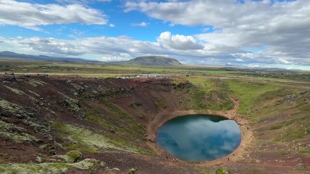 Overview of Kerid Crater Iceland Tourists